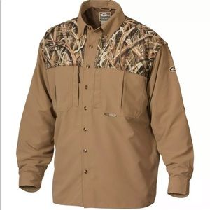 Drake Waterfowl Mens Two-Tone Shirt Long Sleeve XL